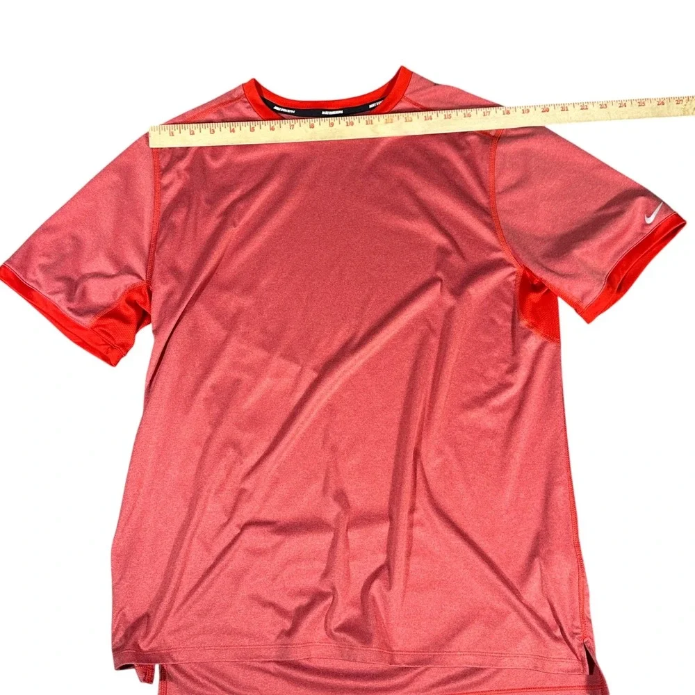 Nike Running Shirt Mens XL Red Dri-FIT Short Sleeve Heathered Top 451267-657